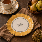 Vintage Swallow Scalloped Plates - Set of 4 (Mustard Yellow)