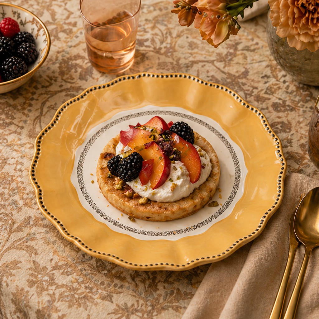 Vintage Swallow Scalloped Plates - Set of 4 (Mustard Yellow)
