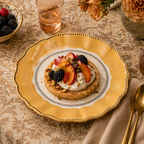 Vintage Swallow Scalloped Plates - Set of 4 (Mustard Yellow)
