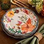 Autumn Harvest Watercolor Scalloped Plates - Set of 4