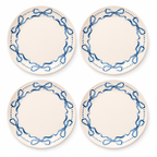 Classic Blue Ribbon Wreath Plates - Set of 4