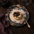 Gothic Raven and Vintage Floral Scalloped Plates - Set of 4