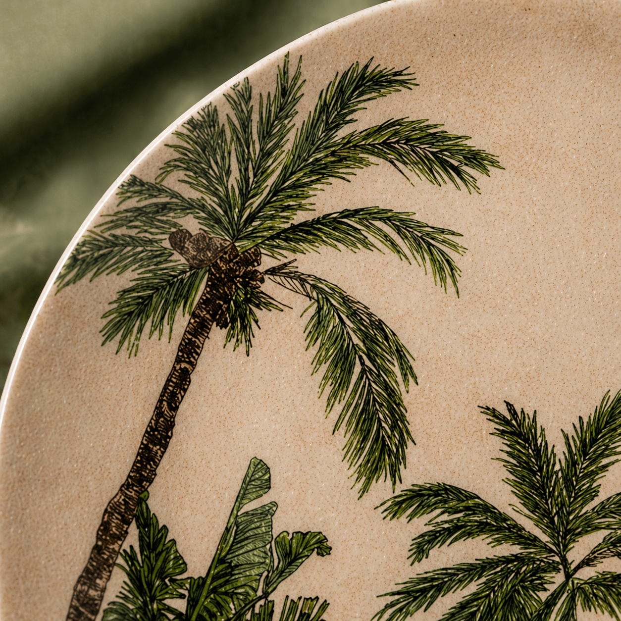 Vintage Tropical Palm Tree Plates - Set of 4