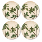 Vintage Tropical Palm Tree Plates - Set of 4