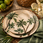 Vintage Tropical Palm Tree Plates - Set of 4