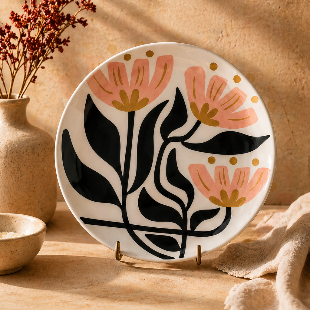 Mid-Century Modern Floral Plates - Set of 4