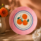 Pastel Pink Citrus Motif Plates - Set of 4
