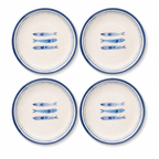 Coastal Blue Sardine Motif Plates - Set of 4