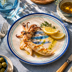 Coastal Blue Sardine Motif Plates - Set of 4